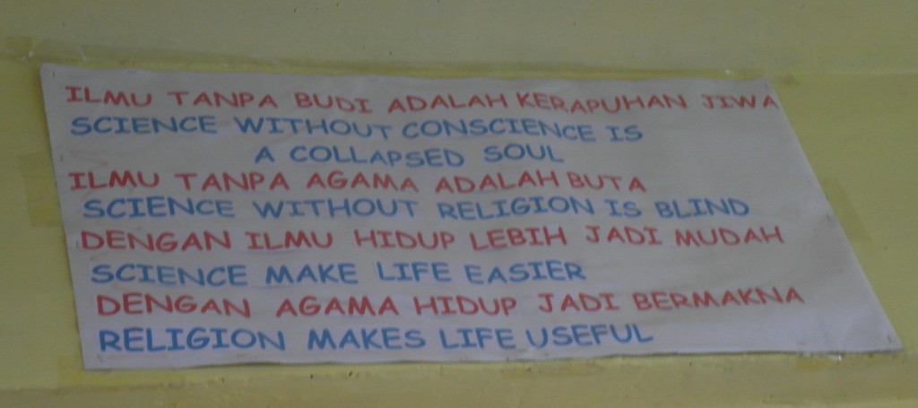 Spotted on a classroom wall in South Sulawesi